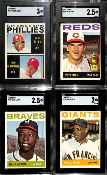 Complete 1964 Topps Baseball Set (587 Cards) w. 8 SGC Graded Cards inc. Mantle & Koufax