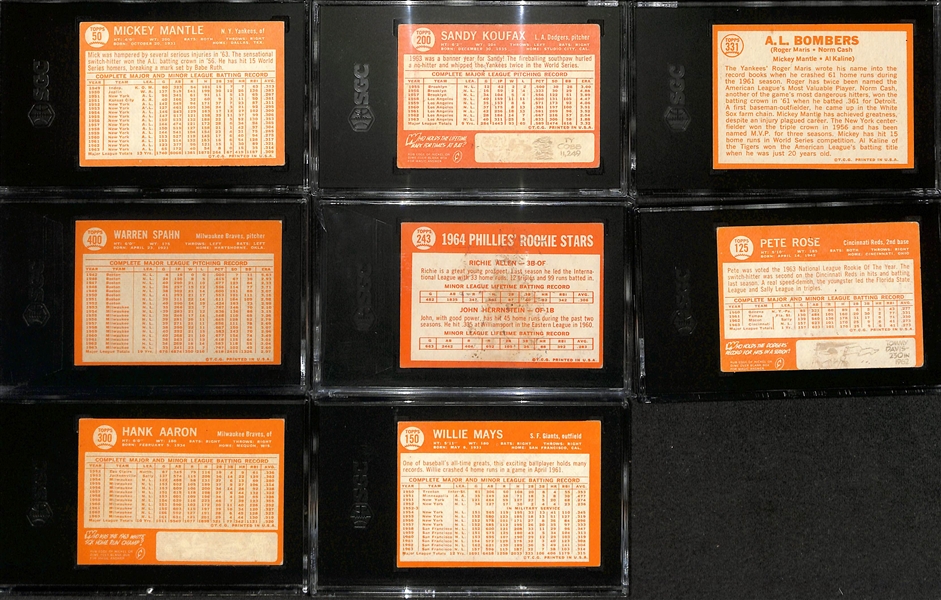 Complete 1964 Topps Baseball Set (587 Cards) w. 8 SGC Graded Cards inc. Mantle & Koufax