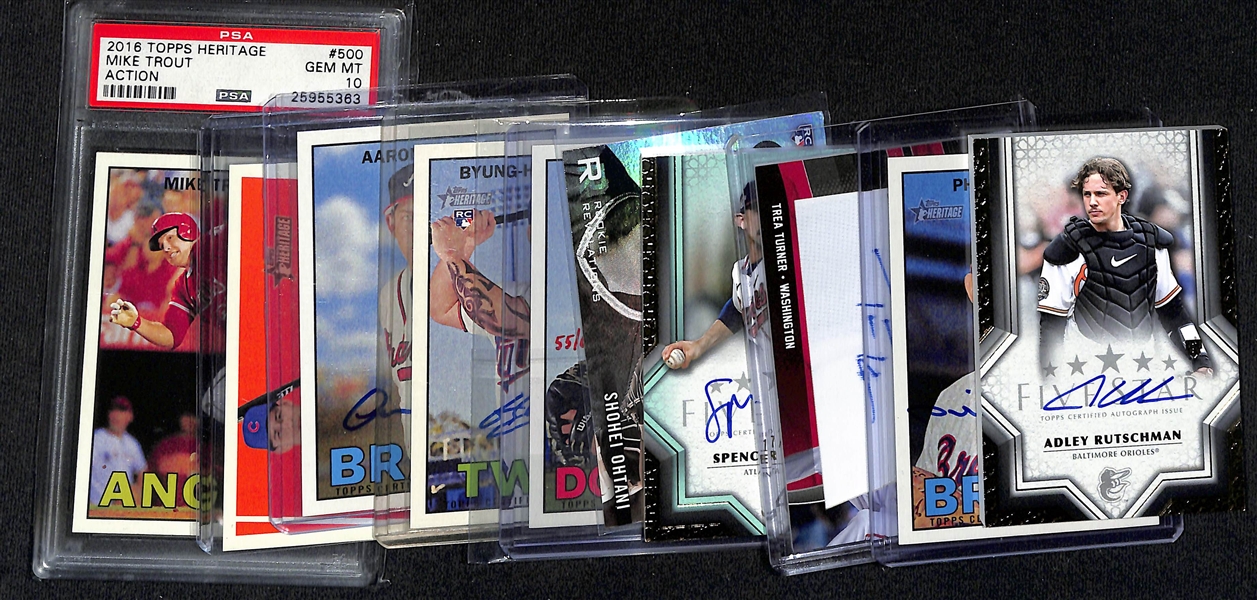 Lot of (10) Baseball Cards inc. 2023 Topps Five Star Adley Rutschman Rookie Autograph, 2016 Topps Heritage Phil Niekro Autograph, +