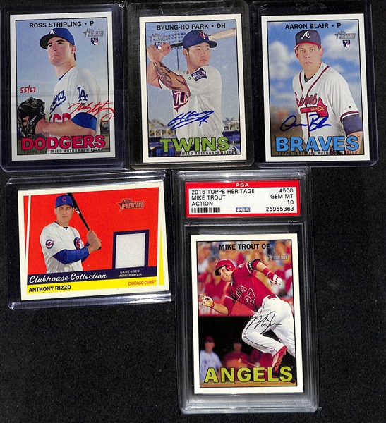 Lot of (10) Baseball Cards inc. 2023 Topps Five Star Adley Rutschman Rookie Autograph, 2016 Topps Heritage Phil Niekro Autograph, +