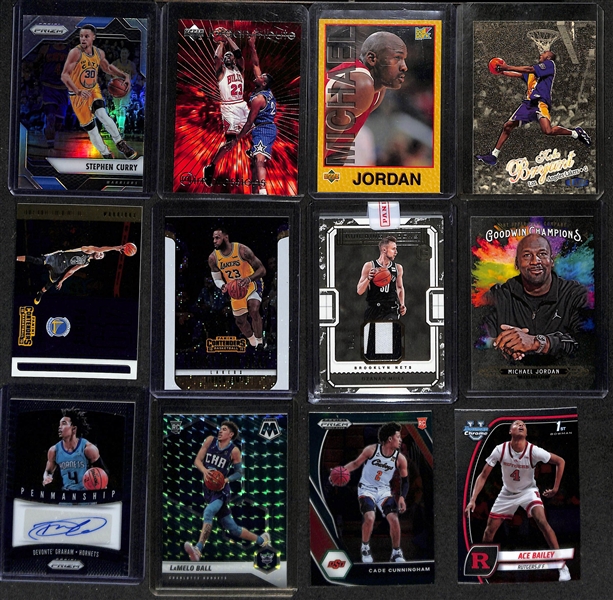 Basketball Card Bulk Lot (2 Row Box) w. Rookies, Inserts, Autographs, Relics, +
