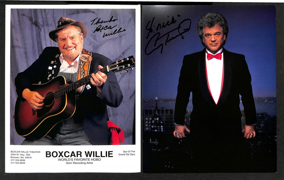 Lot of (10) Signed Country Music Photos (many personalized) w. Lee Greenwood, Alan Jackson, Boxcar Willie (JSA Auction Letter)