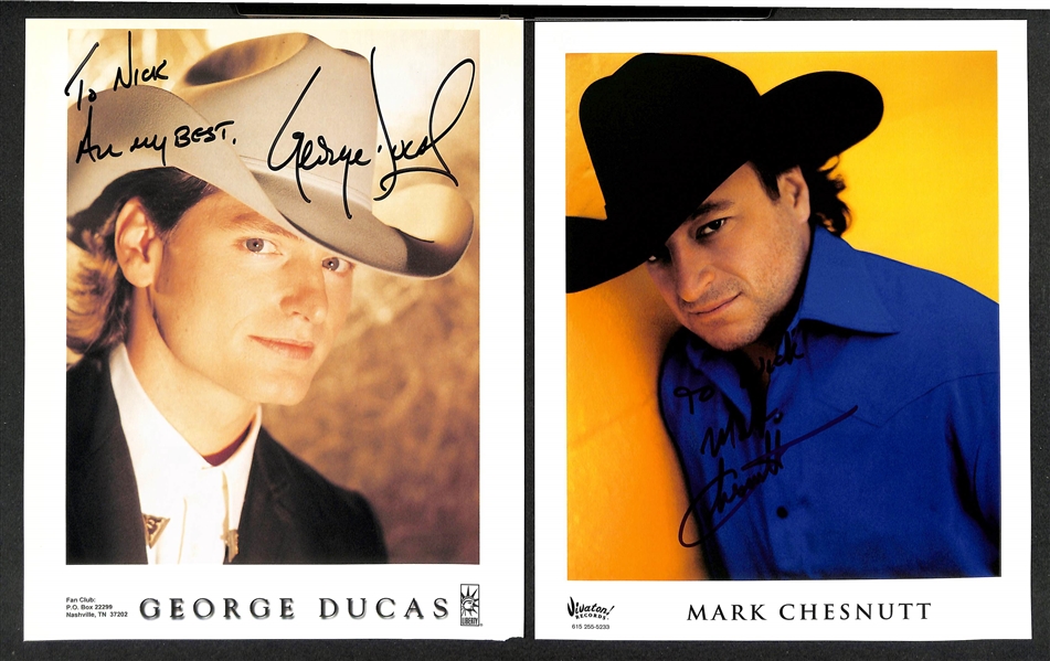 Lot of (10) Signed Country Music Photos (many personalized) w. Lee Greenwood, Alan Jackson, Boxcar Willie (JSA Auction Letter)