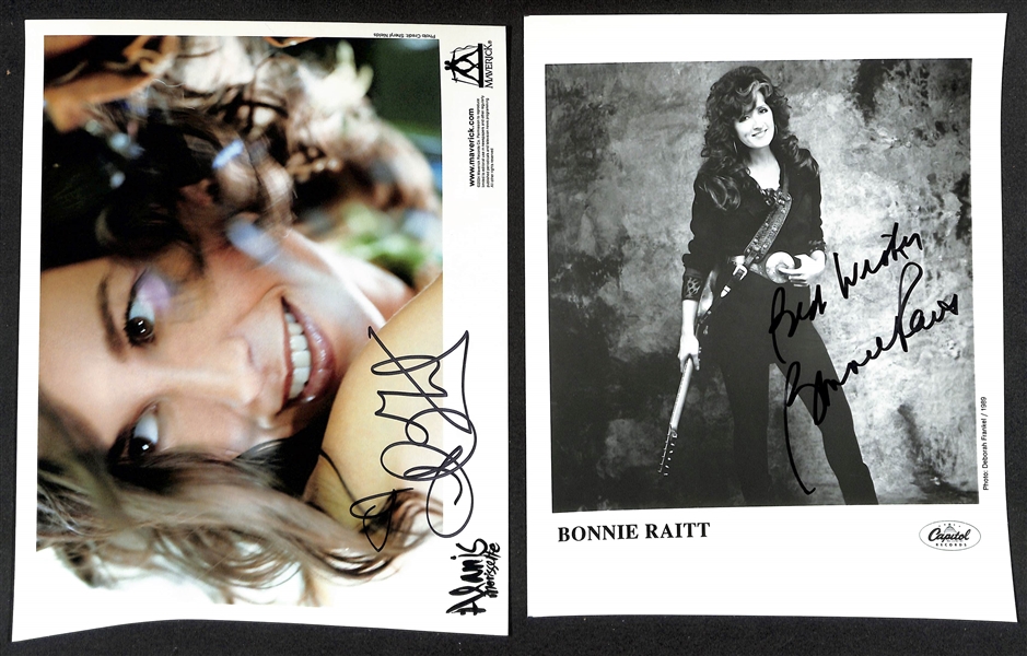 Lot of (12) Signed Female Singer Photos (many personalized) w. Alanis Morissette &  Bonnie Raitt (JSA Auction Letter)