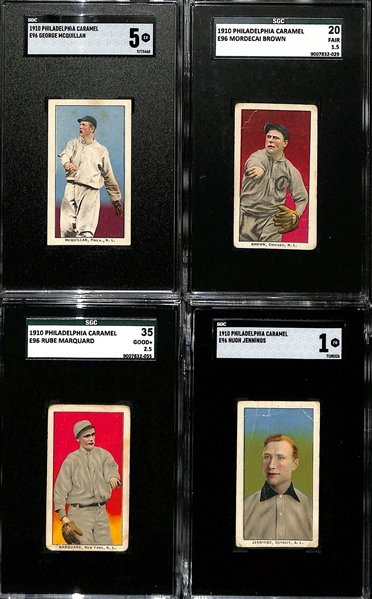1910 Philadelphia Caramel E96 Complete Set of (30) - All Graded w. Many HOFers - Inc. Connie Mack (SGC 2), Joe Tinker (SGC 2), Nap Lajoie (SGC 1.5), Home Run Baker (SGC 2), McQuillan (SGC 5),...