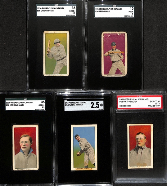 1910 Philadelphia Caramel E96 Complete Set of (30) - All Graded w. Many HOFers - Inc. Connie Mack (SGC 2), Joe Tinker (SGC 2), Nap Lajoie (SGC 1.5), Home Run Baker (SGC 2), McQuillan (SGC 5),...