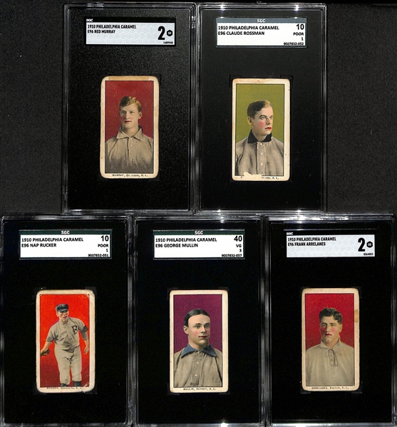 1910 Philadelphia Caramel E96 Complete Set of (30) - All Graded w. Many HOFers - Inc. Connie Mack (SGC 2), Joe Tinker (SGC 2), Nap Lajoie (SGC 1.5), Home Run Baker (SGC 2), McQuillan (SGC 5),...