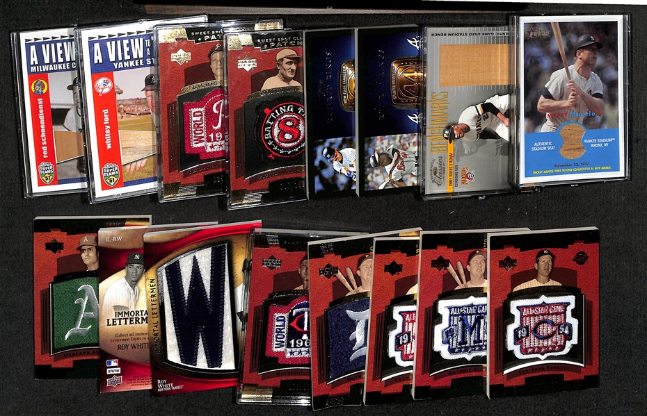 Lot of (16) Baseball Relic Cards w. Mickey Mantle and Roberto Clemente