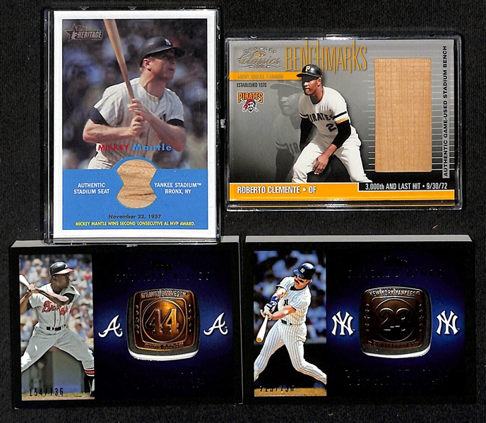 Lot of (16) Baseball Relic Cards w. Mickey Mantle and Roberto Clemente