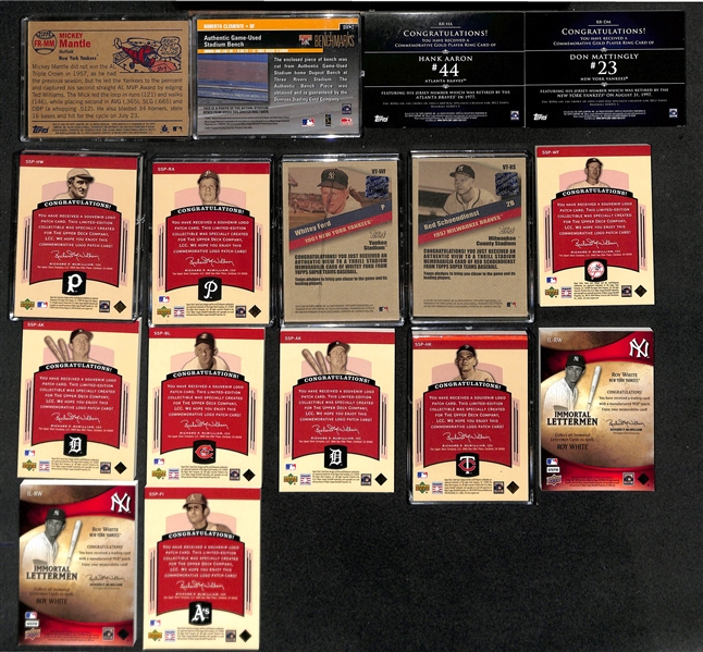 Lot of (16) Baseball Relic Cards w. Mickey Mantle and Roberto Clemente