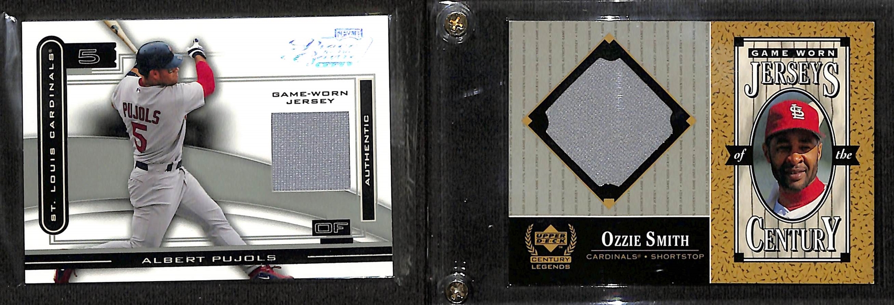 Lot of (46) Jersey/Bat Relic Baseball Cards (many game-used/worn) w. Albert Pujols & Ozzie Smtih (HOF)
