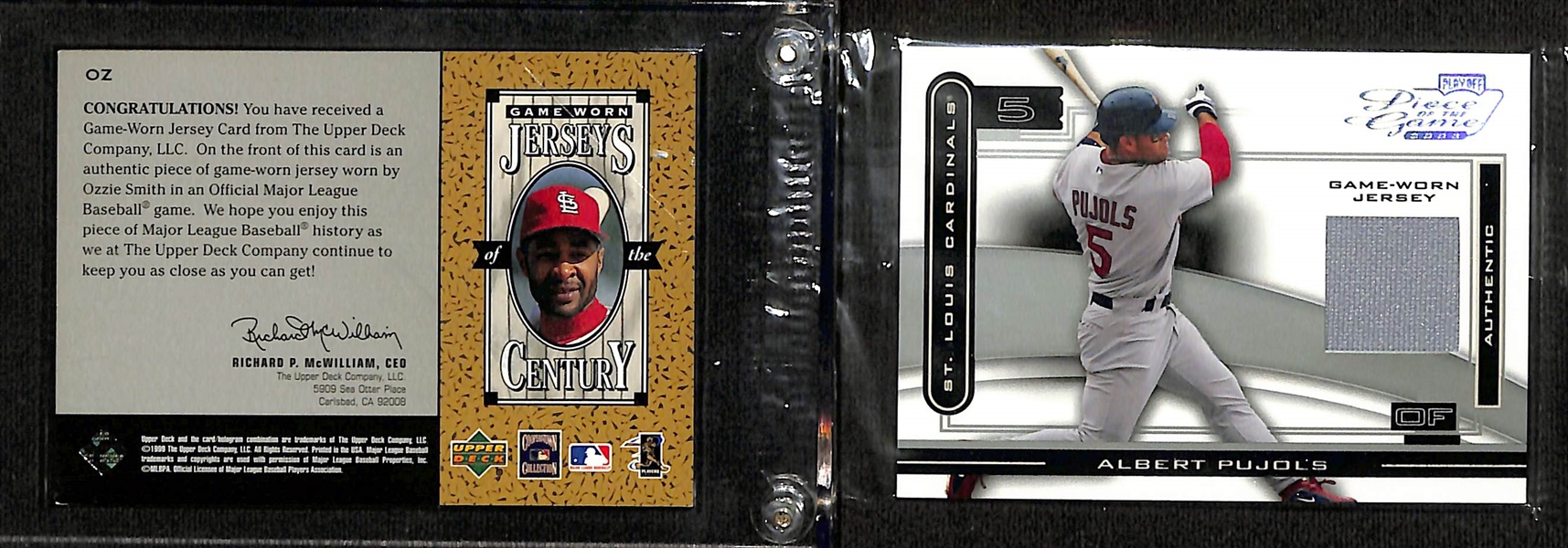 Lot of (46) Jersey/Bat Relic Baseball Cards (many game-used/worn) w. Albert Pujols & Ozzie Smtih (HOF)