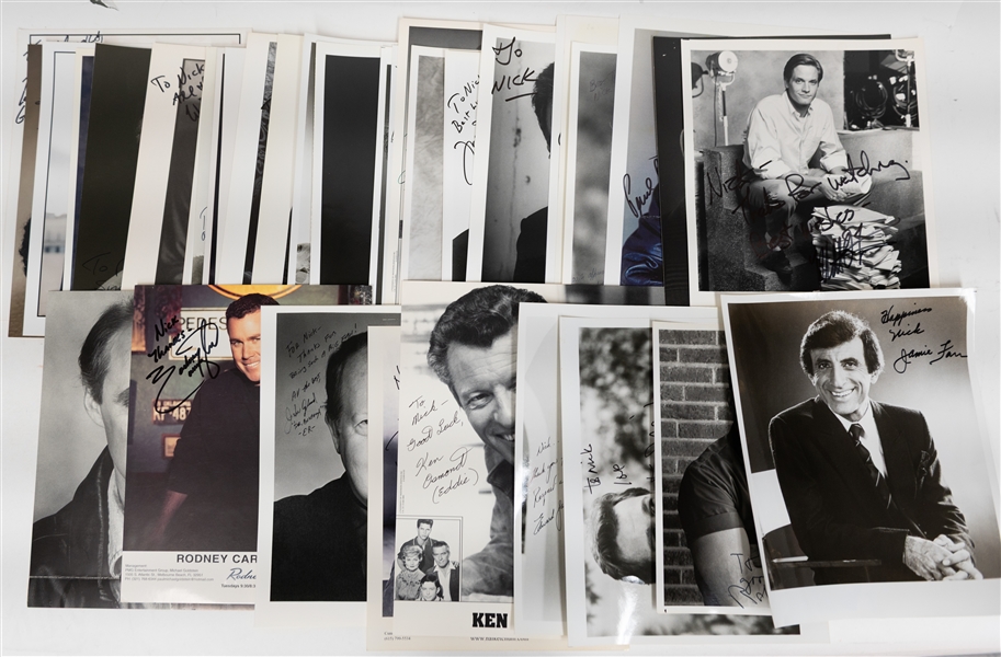 Lot of (45+) Male Celebrity Signed Photos (many personalized) w. Jamie Farr, Robert Blake , +(JSA Auction Letter)