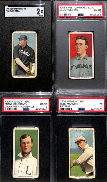 (12) 1909-11 T206 Graded Cards w. Larry Doyle (PSA 2.5), Hal Chase, Sheckard (Polar Bear), Moose McCormick, Isbell, Pickering, Delehanty, Manning, Engle, Bliss, Crandall, Street