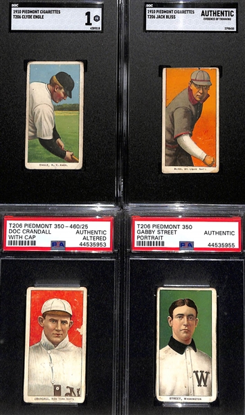 (12) 1909-11 T206 Graded Cards w. Larry Doyle (PSA 2.5), Hal Chase, Sheckard (Polar Bear), Moose McCormick, Isbell, Pickering, Delehanty, Manning, Engle, Bliss, Crandall, Street