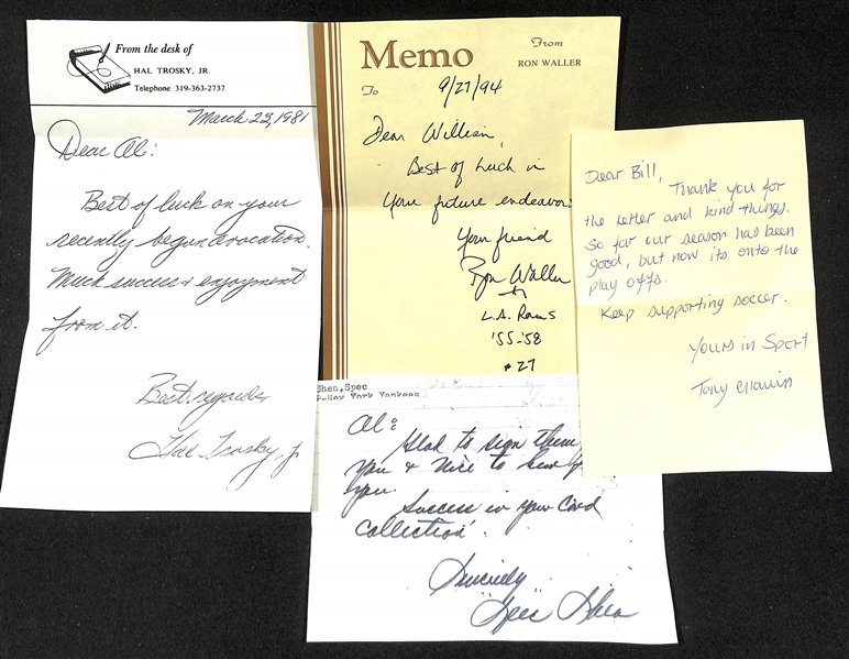   Lot of (110+) Mostly Sports Related Signed Letters & Notes w. Ron Waller, Hal Trosky, Spec Shea, More - JSA Auction Letter