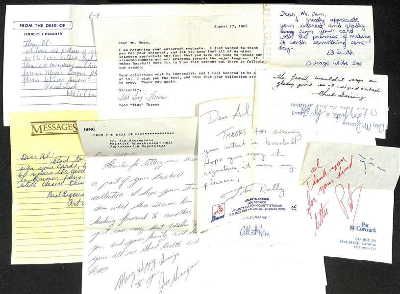 Lot of (145+) Mostly Sports Related Signed Letters & Notes w. Pat McCormick, Jim Woods, John Romonosky, Joe Sewell, More - JSA Auction Letter