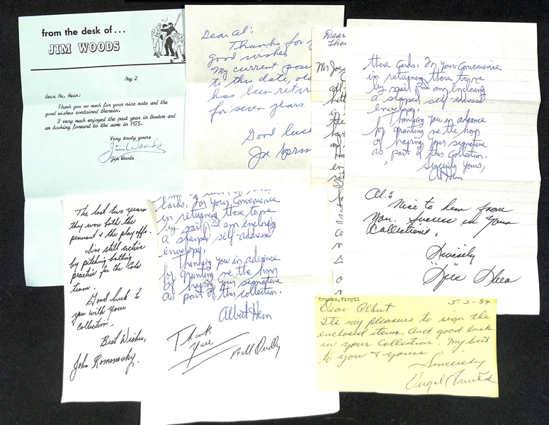 Lot of (145+) Mostly Sports Related Signed Letters & Notes w. Pat McCormick, Jim Woods, John Romonosky, Joe Sewell, More - JSA Auction Letter
