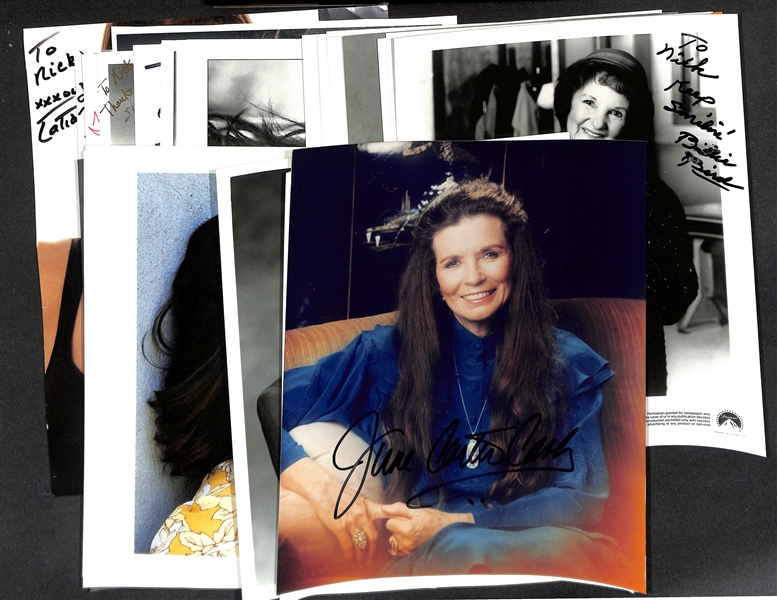 Lot of (45+) Signed Female Celebrity Photos (many personalized) w. June Carter Cash, Cindy Williams, + (JSA Auction Letter)