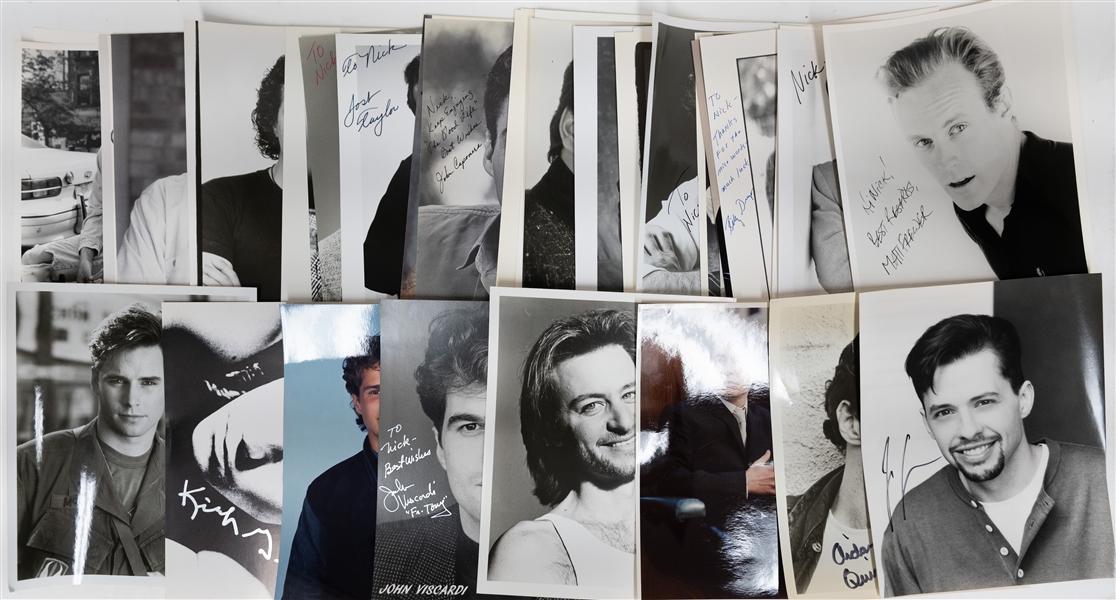 Lot of (35+) Signed Male Celebrity Photos (many personalized) w. John Cryer, Aiden Quinn + (JSA Auction Letter)