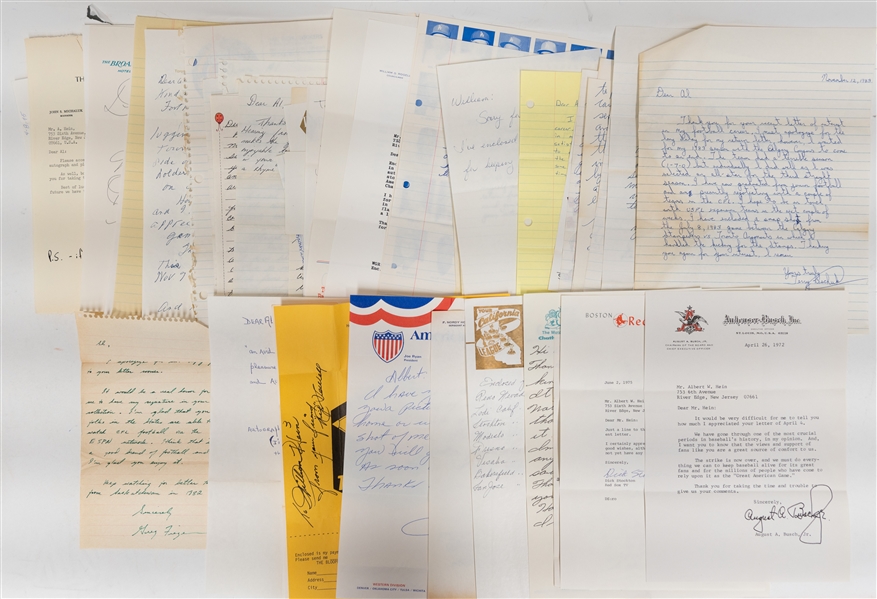 Lot of (100+) Mostly Sports Related Signed Letters & Notes w.  August Bush, Dick Stockton, Ken Strong, More - JSA Auction Letter