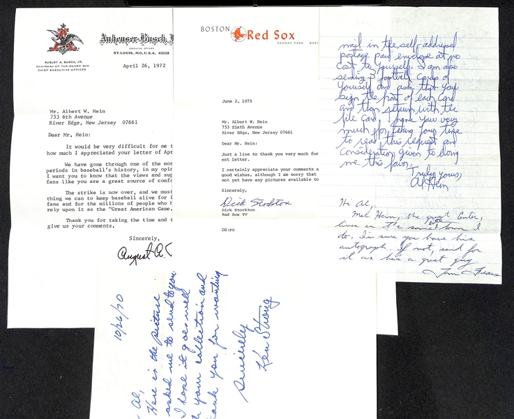 Lot of (100+) Mostly Sports Related Signed Letters & Notes w.  August Bush, Dick Stockton, Ken Strong, More - JSA Auction Letter