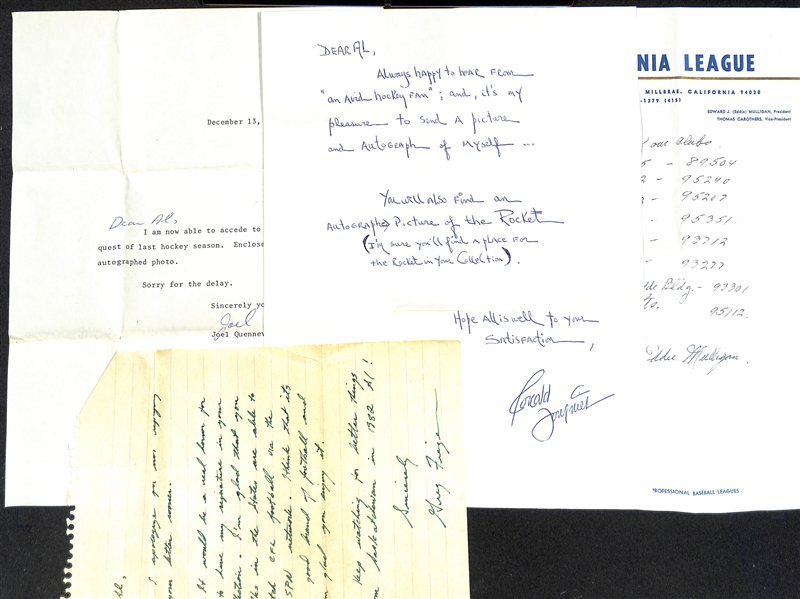 Lot of (100+) Mostly Sports Related Signed Letters & Notes w.  August Bush, Dick Stockton, Ken Strong, More - JSA Auction Letter