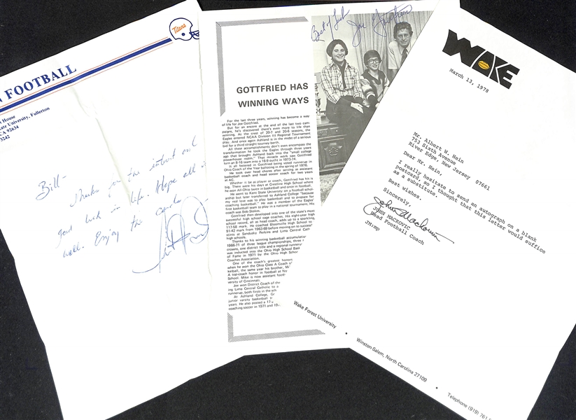 Lot of (45+) Mostly Sports Related Signed Letters & Notes w.  Charles Mann, (2) Ray Perkins, Herb Welch, More - JSA Auction Letter