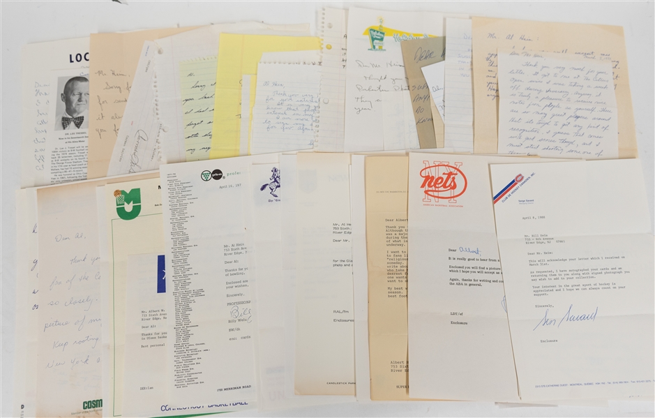 Lot of (40+) Mostly Sports Related Signed Letters & Notes - Many on Team Letterhead - w. Serge Savard, Art Donovan, Levern Tart, Charles Mann, More - JSA Auction Letter