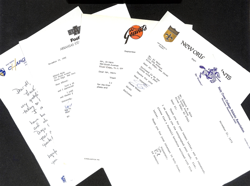 Lot of (40+) Mostly Sports Related Signed Letters & Notes - Many on Team Letterhead - w. Serge Savard, Art Donovan, Levern Tart, Charles Mann, More - JSA Auction Letter