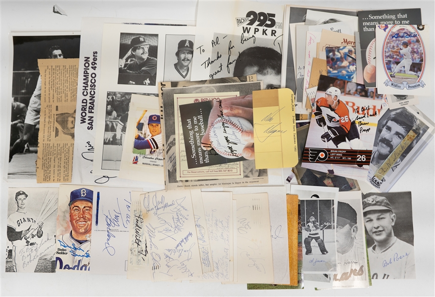 Lot of (60+) Mostly Sports Related Signed Prints & Cards w. Duke Snider, Bob Lennon, More - JSA Auction Letter