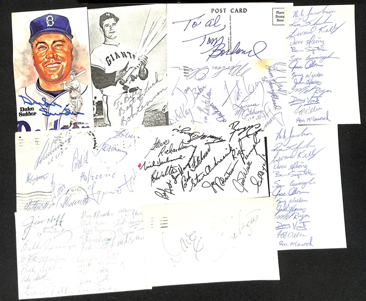 Lot of (60+) Mostly Sports Related Signed Prints & Cards w. Duke Snider, Bob Lennon, More - JSA Auction Letter