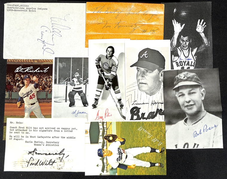 Lot of (60+) Mostly Sports Related Signed Prints & Cards w. Duke Snider, Bob Lennon, More - JSA Auction Letter