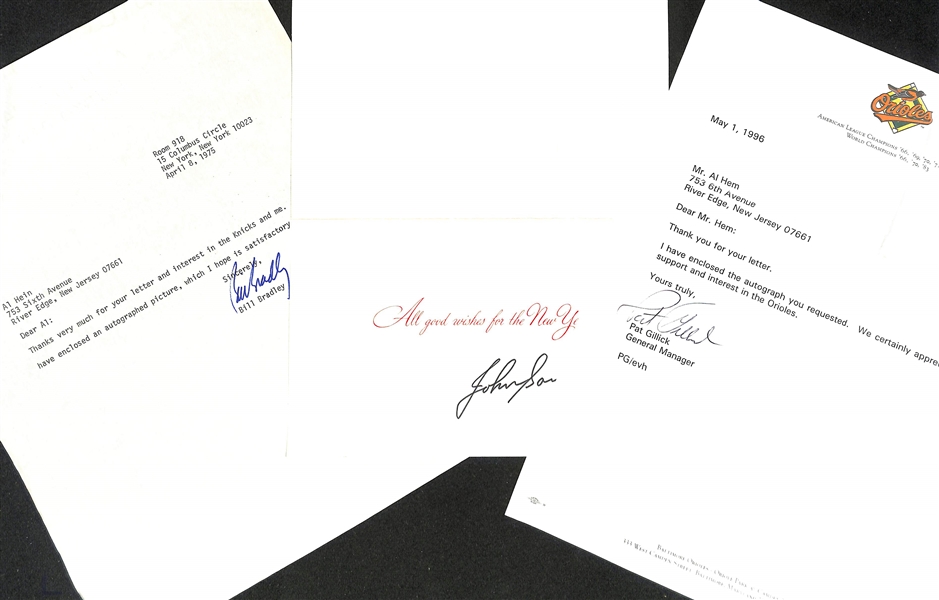 Lot of (60+) Mostly Sports Related Signed Letters & Notes - Many on Team Letterhead - w. Bill Bradley, Johnny Sain, More - JSA Auction Letter