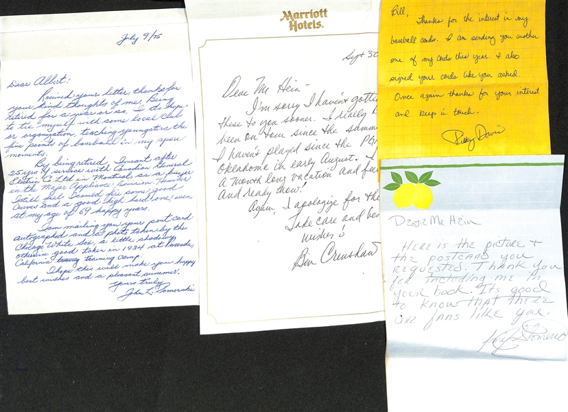 Lot of (60+) Mostly Sports Related Signed Letters & Notes - Many on Team Letterhead - w. Bill Bradley, Johnny Sain, More - JSA Auction Letter