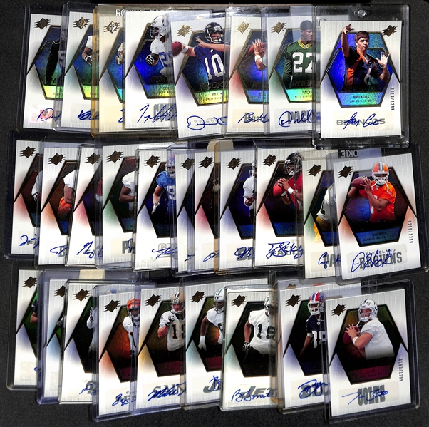 Lot of (30) 2006 UD SPx Rookie Autos & #/1299 Football Cards w. Jay Cutler & Will Blackman