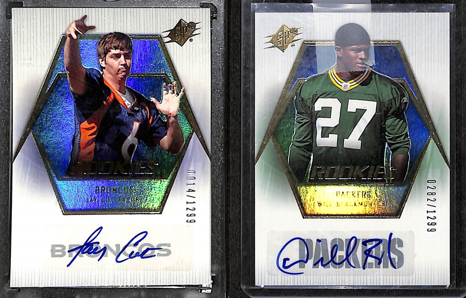 Lot of (30) 2006 UD SPx Rookie Autos & #/1299 Football Cards w. Jay Cutler & Will Blackman