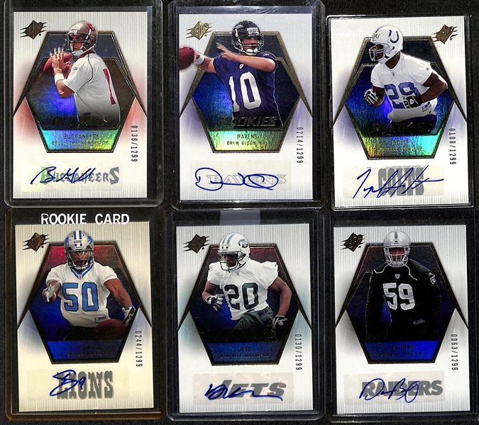 Lot of (30) 2006 UD SPx Rookie Autos & #/1299 Football Cards w. Jay Cutler & Will Blackman