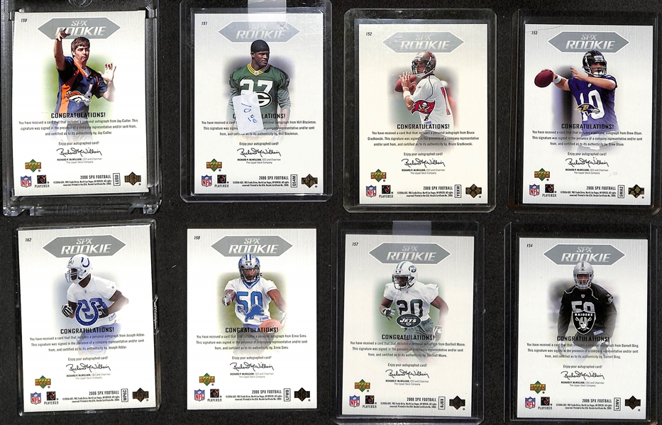 Lot of (30) 2006 UD SPx Rookie Autos & #/1299 Football Cards w. Jay Cutler & Will Blackman