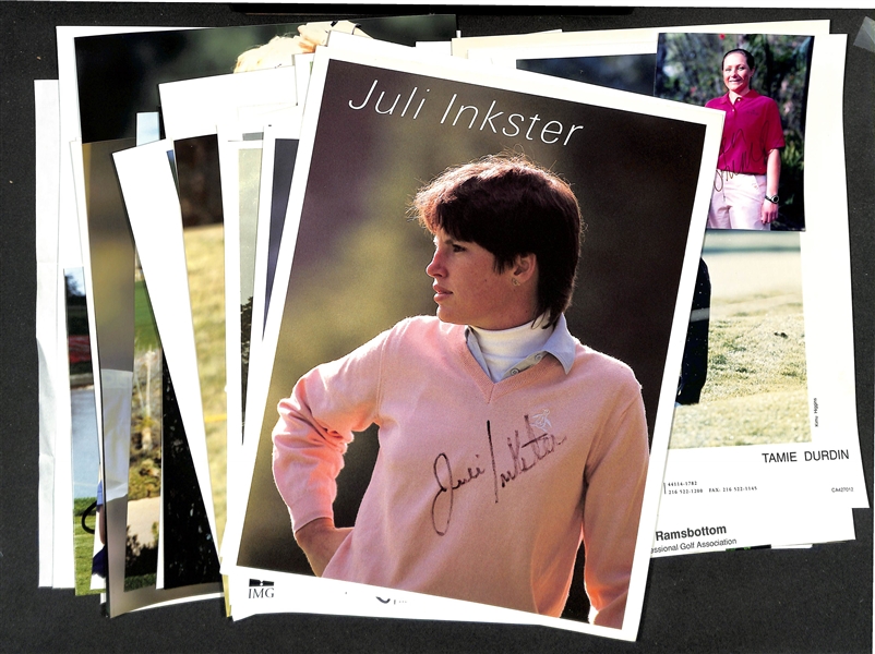 Lot of (60) Signed Female Golf Memorabilia (many personalized) w. Juli Inkster, Karrie Webb +(JSA Auction Letter)