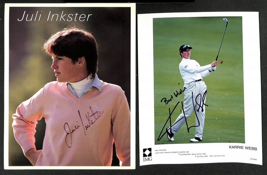 Lot of (60) Signed Female Golf Memorabilia (many personalized) w. Juli Inkster, Karrie Webb +(JSA Auction Letter)