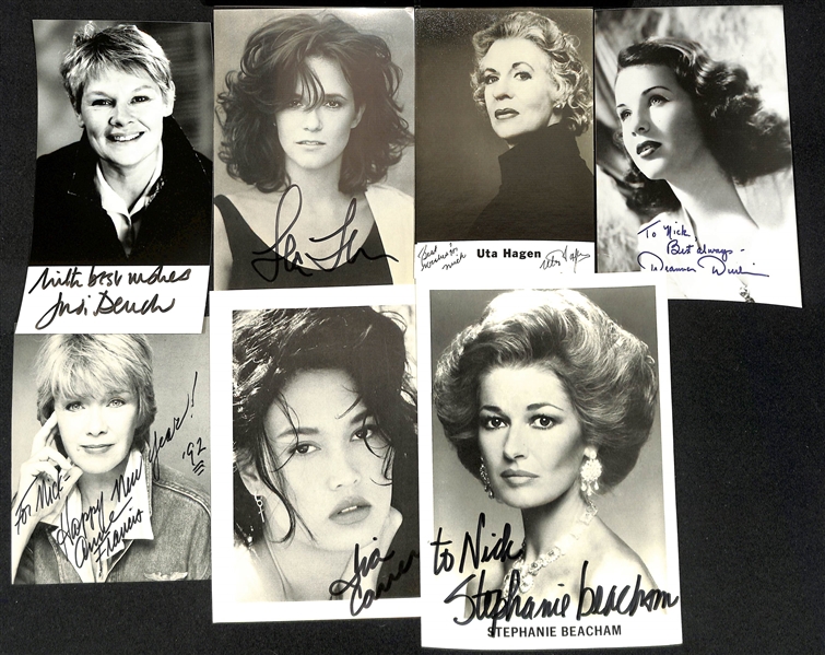 Lot of (70+) Signed Female Entertainer Prints (many personalized) w. Judy Dench, Lea Thompson + (JSA Auction Letter)