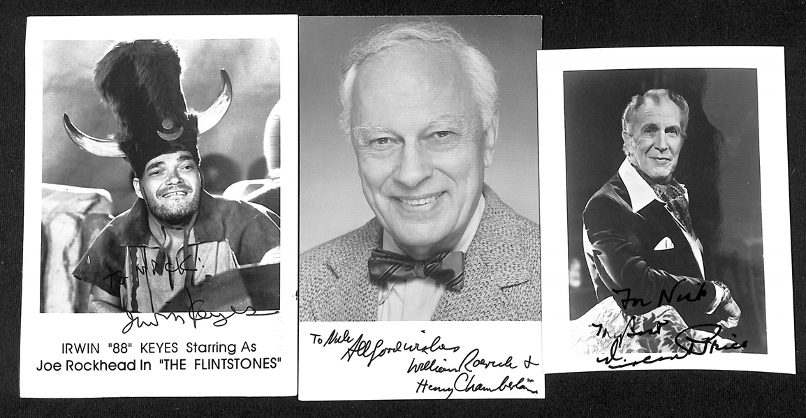 Lot of (65+) Signed Actor Prints & Photos (Many Personalized) w. Vincent Price, Robert Klein, Charles Keating, +(JSA Auction Letter)