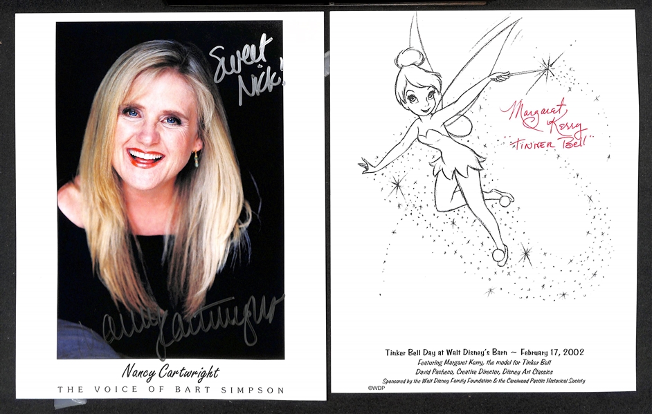 Lot of (4) Signed Voice Over Prints & (1) Cartoonist w. Nancy Cartwright (Voice of Bart Simpson) +(JSA Auction Letter)