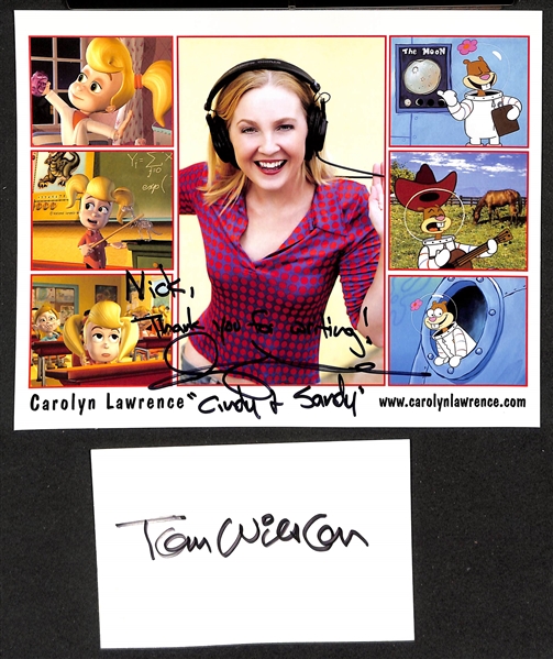 Lot of (4) Signed Voice Over Prints & (1) Cartoonist w. Nancy Cartwright (Voice of Bart Simpson) +(JSA Auction Letter)