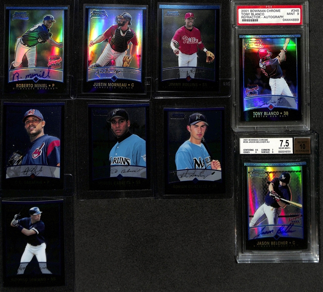 2001 Bowman Chrome Near Complete Baseball Card Set - Missing Only Pujols and Ichiro Rookies! (19 Rookie Autographs and Reyes, Peavy Rookie Refractors) 