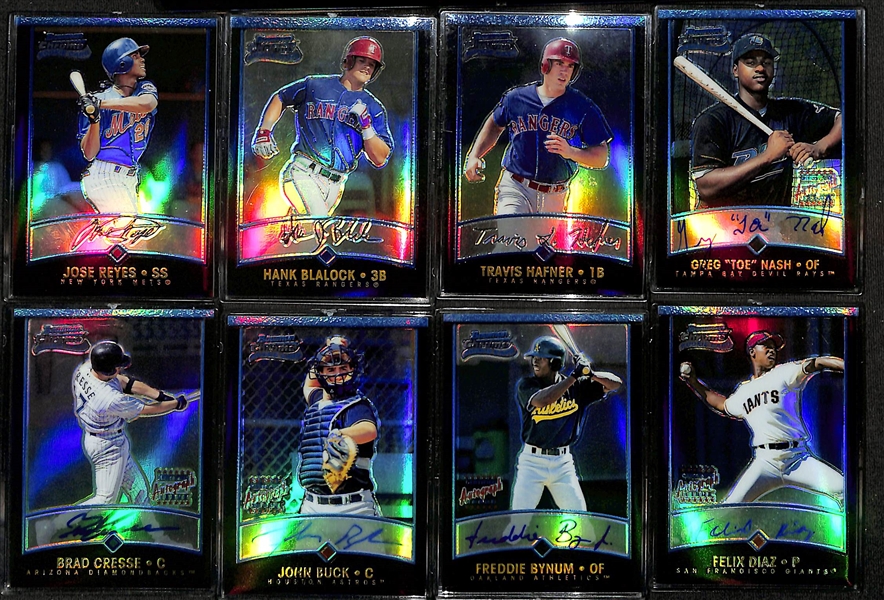 2001 Bowman Chrome Near Complete Baseball Card Set - Missing Only Pujols and Ichiro Rookies! (19 Rookie Autographs and Reyes, Peavy Rookie Refractors) 
