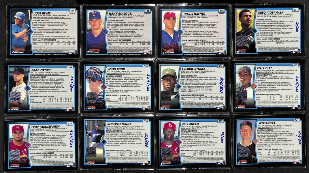 2001 Bowman Chrome Near Complete Baseball Card Set - Missing Only Pujols and Ichiro Rookies! (19 Rookie Autographs and Reyes, Peavy Rookie Refractors) 