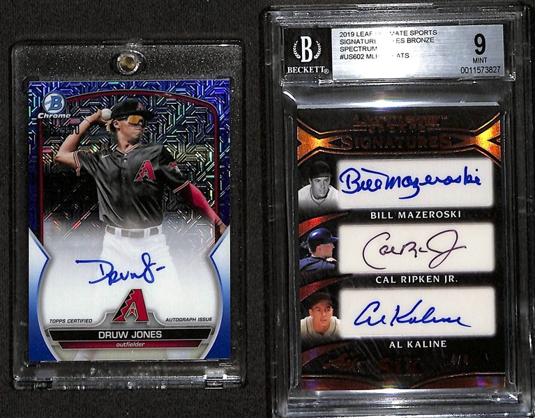 Lot of (2) Autographed and Serial #'d Baseball Cards w. Druw Jones