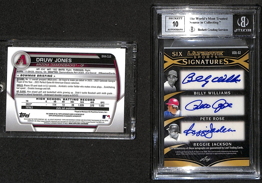 Lot of (2) Autographed and Serial #'d Baseball Cards w. Druw Jones